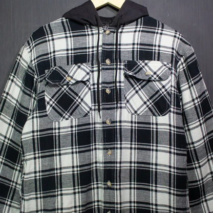 Wrangler, Flannel Hooded Shirt Jacket.