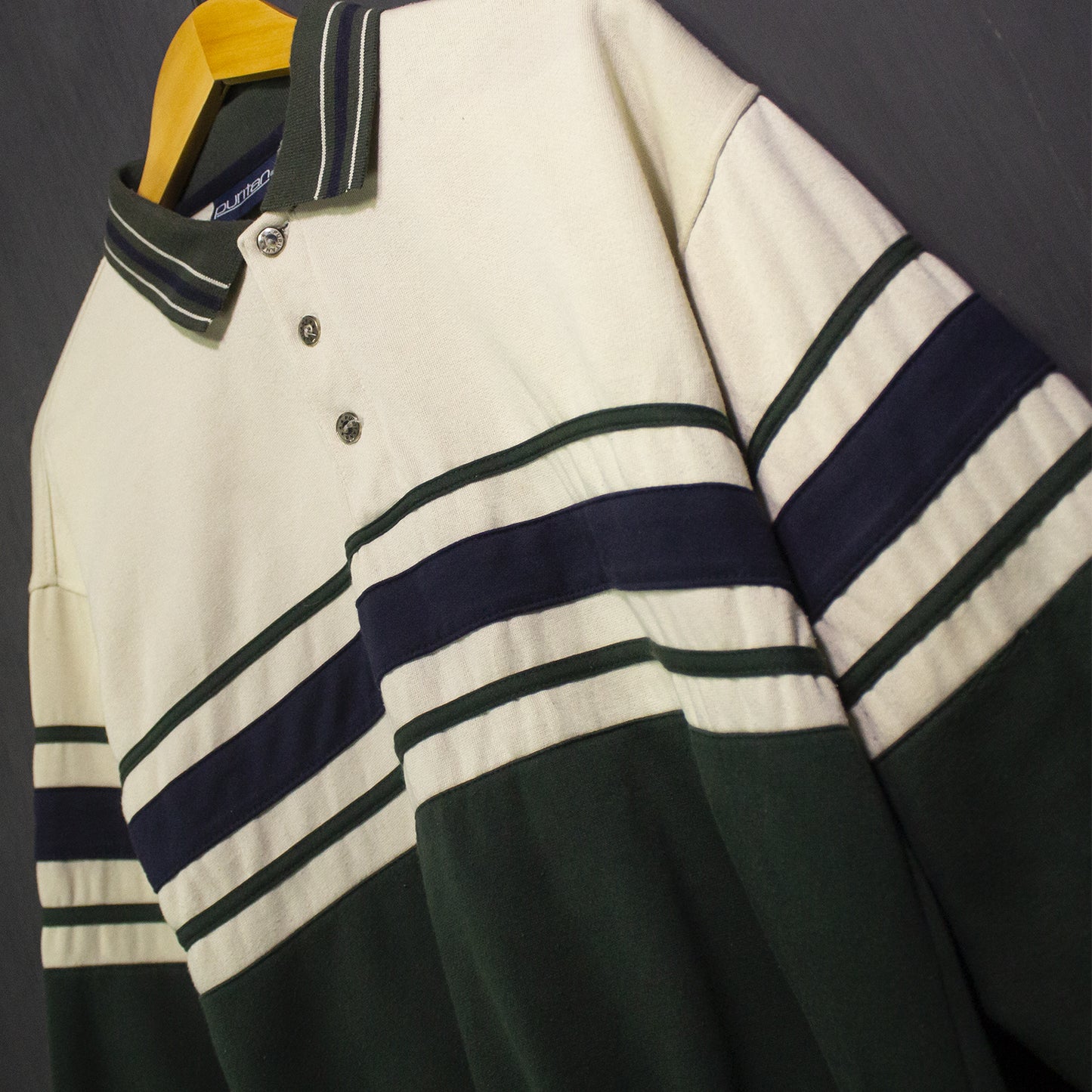 Puritan, Vintage Long Sleeve Polo Shirt.