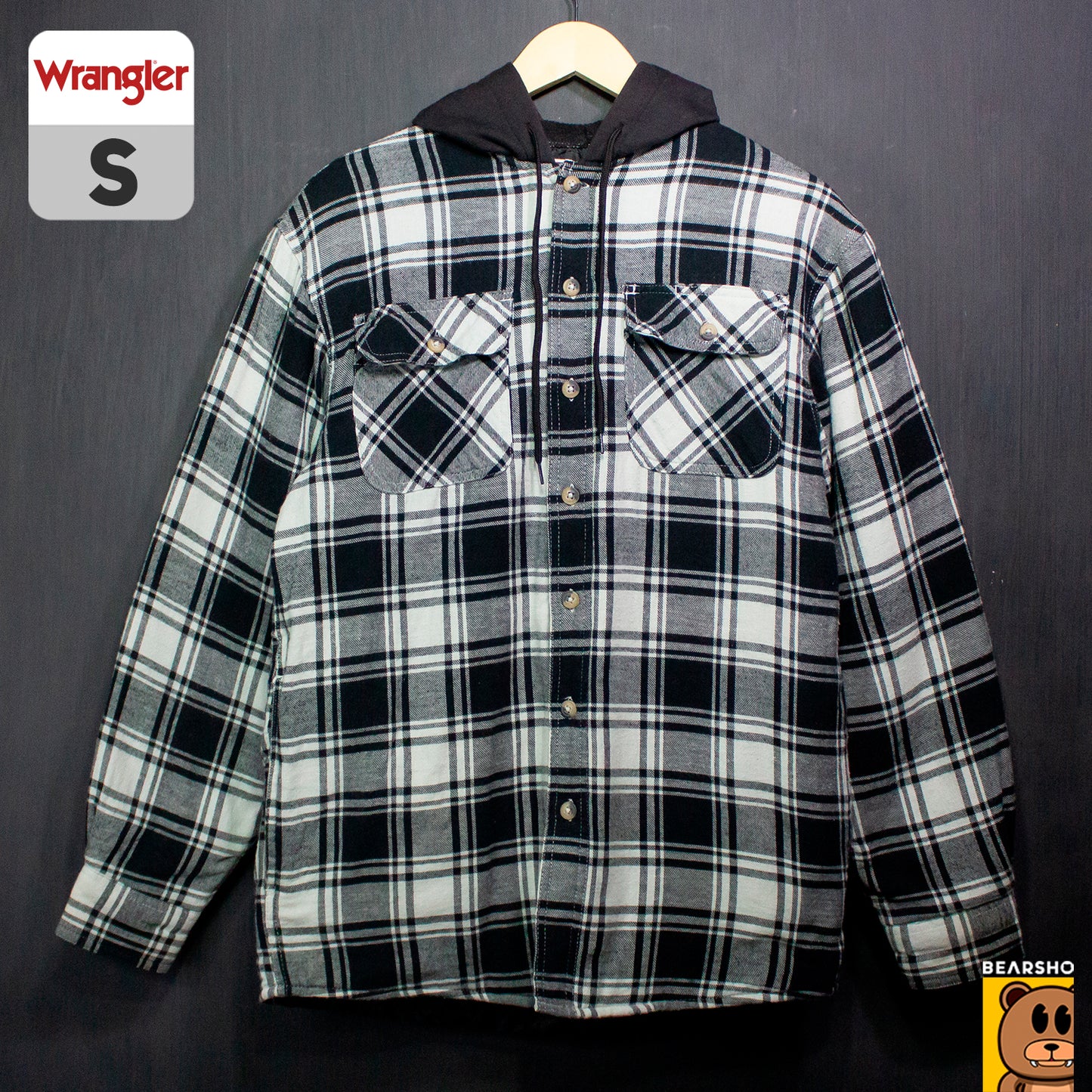 Wrangler, Flannel Hooded Shirt Jacket.