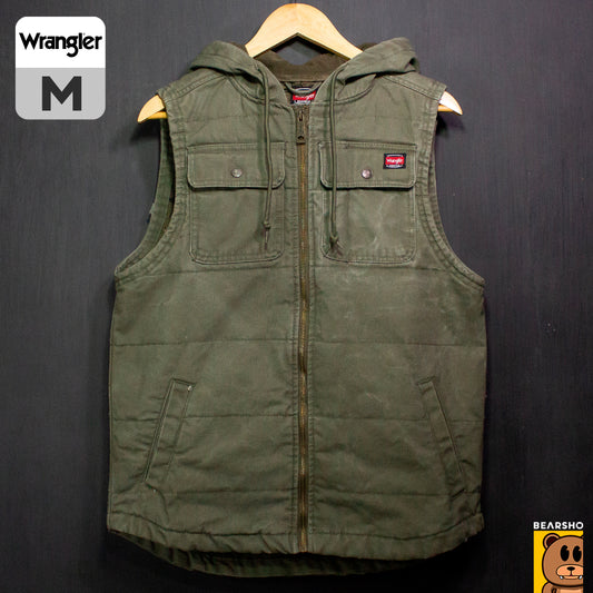 Wrangler, Hooded Vest Jacket Zip Workwear.